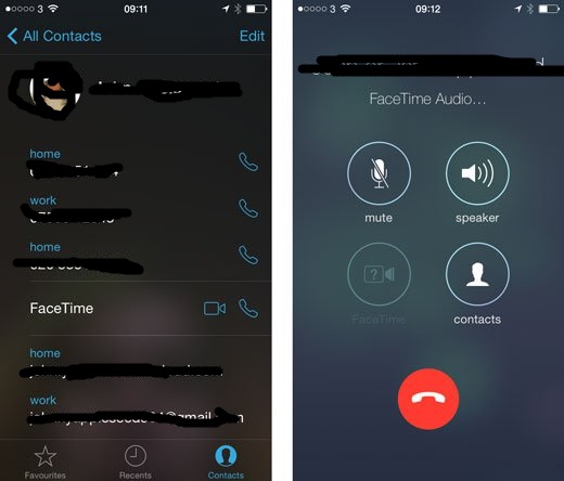 Phone calls using Apple iPhone with FaceTime